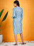 Girls V-Neck Slit Sleeves Embellished Casual Wrap Dress